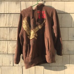 Brown GUC hoodie with gold eagle men’s M